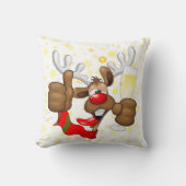 トナカイ飲スおもしろいクリスキャラクター クッション (正面)