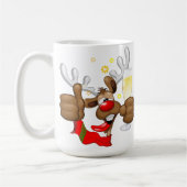 トナカイ飲スおもしろいクリスキャラクター コーヒーマグカップ (左)