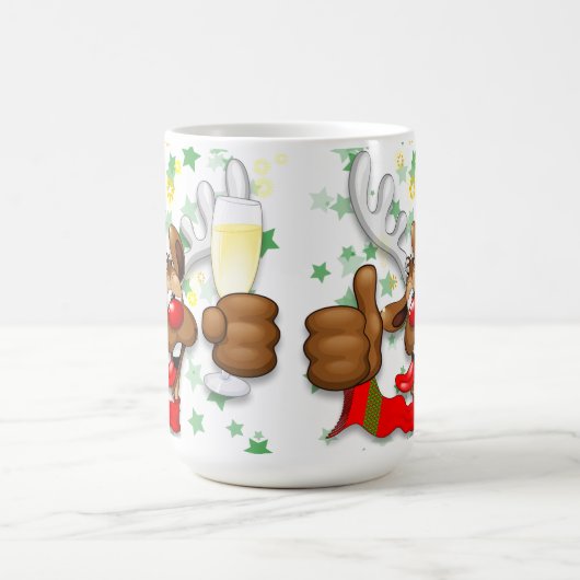 トナカイ飲スおもしろいクリスキャラクター コーヒーマグカップ (中央)