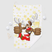 トナカイ飲スおもしろいクリスキャラクター ゴルフタオル (インサイチュ)