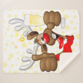 トナカイ飲スおもしろいクリスキャラクター シェルパブランケット (正面(横))