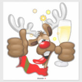 トナカイ飲スおもしろいクリスキャラクター シール (シート)