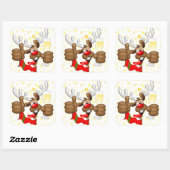 トナカイ飲スおもしろいクリスキャラクター スクエアシール (シート)