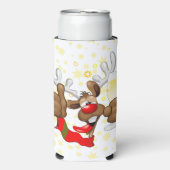 トナカイ飲スおもしろいクリスキャラクター スリム缶クーラー (Seltzer正面)
