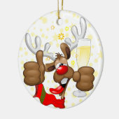 トナカイ飲スおもしろいクリスキャラクター セラミックオーナメント (左)