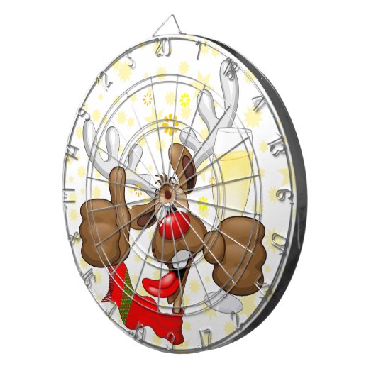 トナカイ飲スおもしろいクリスキャラクター ダーツボード (正面右)