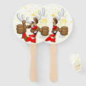 トナカイ飲スおもしろいクリスキャラクター ハンドファン (正面&裏面)