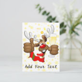 トナカイ飲スおもしろいクリスキャラクター ポストカード (スタンド正面)