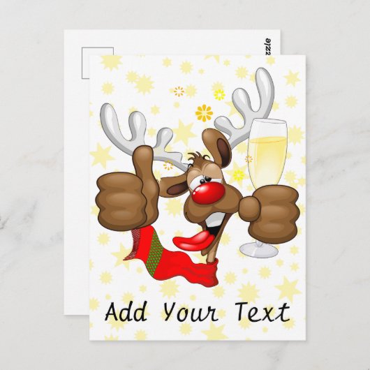 トナカイ飲スおもしろいクリスキャラクター ポストカード (正面/裏面)