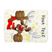 トナカイ飲スおもしろいクリスキャラクター マグネット (横)