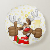 トナカイ飲スおもしろいクリスキャラクター ラウンドクッション (裏面)