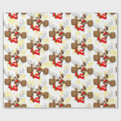 トナカイ飲スおもしろいクリスキャラクター ラッピングペーパー (フラット)