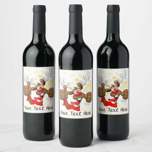 トナカイ飲スおもしろいクリスキャラクター ワインラベル (ボトル)