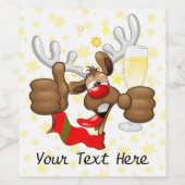 トナカイ飲スおもしろいクリスキャラクター ワインラベル (シングルラベル)