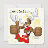 トナカイ飲スおもしろいクリスキャラクター 招待状 (正面)