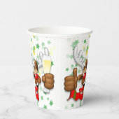 トナカイ飲スおもしろいクリスキャラクター 紙コップ (右)
