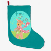 トナカイ飲用コーヒークリスマスストッキング ラージクリスマスストッキング (正面)