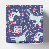 トナカイ鳥の青い赤いクリスマスギフトボックス フェイバーボックス (上部)