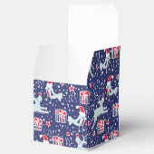 トナカイ鳥の青い赤いクリスマスギフトボックス フェイバーボックス (オープン)