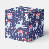 トナカイ鳥の青い赤いクリスマスギフトボックス フェイバーボックス (裏面サイド)