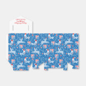 トナカイ鳥の青い赤いクリスマスパターンのギフトボックス フェイバーボックス (折り畳みなし)