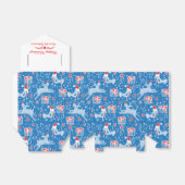 トナカイ鳥の青い赤いクリスマスパターンのギフトボックス フェイバーボックス (折り畳みなし)