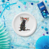 トナカイ黒猫クリスマスライトキャットおもしろいラブ ペーパープレート (パーティー)