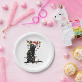 トナカイ黒猫クリスマスライトキャットおもしろいラブ ペーパープレート (パーティー)