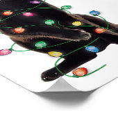 トナカイ黒猫クリスマスライトキャットおもしろいラブ ポスター (角)