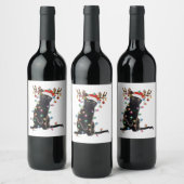 トナカイ黒猫クリスマスライトキャットおもしろいラブ ワインラベル (ボトル)