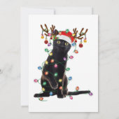 トナカイ黒猫クリスマスライトキャットおもしろいラブ 招待状 (裏面)