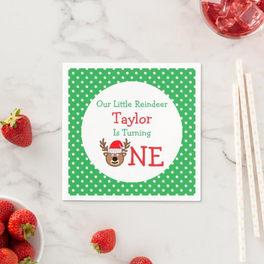 トナカイ1歳の誕生日 スタンダードカクテルナプキン (インサイチュ)