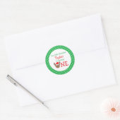 トナカイ1歳の誕生日 ラウンドシール (封筒)