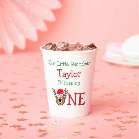 トナカイ1歳の誕生日 紙コップ (インサイチュ)