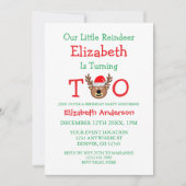 トナカイ2歳の誕生日 招待状 (正面)