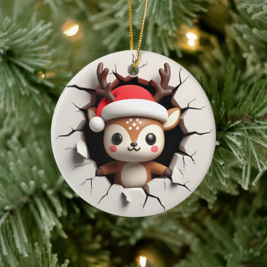 トナカイ3D効果が実際の3Dではない セラミックオーナメント (ツリー)