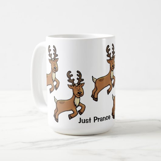 トナカイ-ちょうどマグは休日の意気揚々と歩きます コーヒーマグカップ (正面左)