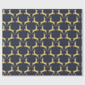 トナカイ|の枝角のクリスマスの金ゴールドホイル|の濃紺 ラッピングペーパー (フラット)