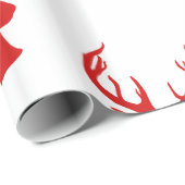 トナカイ|の雄鹿|の枝角の赤い休日パターン ラッピングペーパー (ロールコーナー)