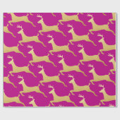 トナカイ|の雄鹿|の金ゴールドホイル|の休日のピンク ラッピングペーパー (フラット)