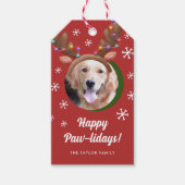 トナカイ・アントラー・ハット・クリスマスの犬の写真 ギフトタグ (正面)