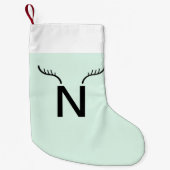 トナカイ・アントラー |ミントグリーンクリスマスモノグラム スモールクリスマスストッキング (正面)