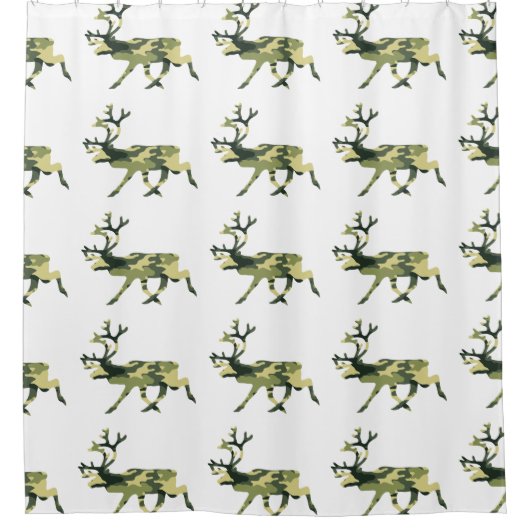 トナカイ/カリブウッドランドカモフラージュ/迷彩柄 シャワーカーテン (正面)