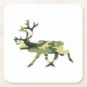 トナカイ/カリブウッドランドカモフラージュ/迷彩柄 スクエアペーパーコースター (正面)