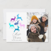 トナカイ・キャンディ・パステルのクリスマスフォト シーズンカード (正面)