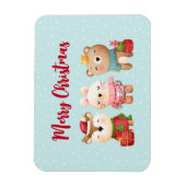 トナカイ、クマとウサギのメリークリスマス マグネット (縦)
