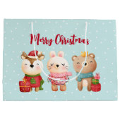 トナカイ、クマとウサギのメリークリスマス ラージペーパーバッグ (裏面)