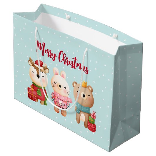 トナカイ、クマとウサギのメリークリスマス ラージペーパーバッグ (裏面アングル)