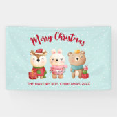 トナカイ、クマとウサギのメリークリスマス 横断幕 (横)