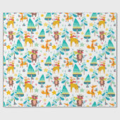 トナカイ、クマ、キツネ ラッピングペーパー (フラット)
